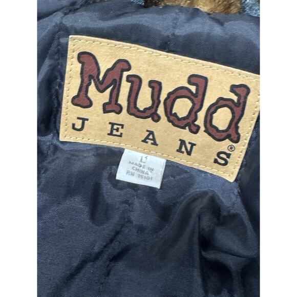 Women’s Mudd Jeans Y2K L Denim Long Sleeve Button Jacket Coat With Faux Fur - Picture 8 of 14